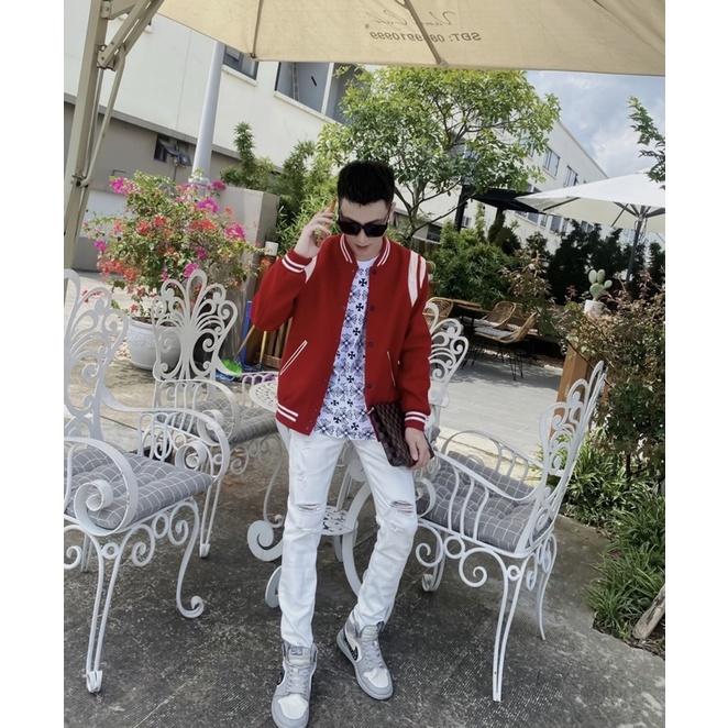Bomber Teddy đỏ dạ spf siêu nét - áo khoác bomber quảng châu nam nữ cao cấp