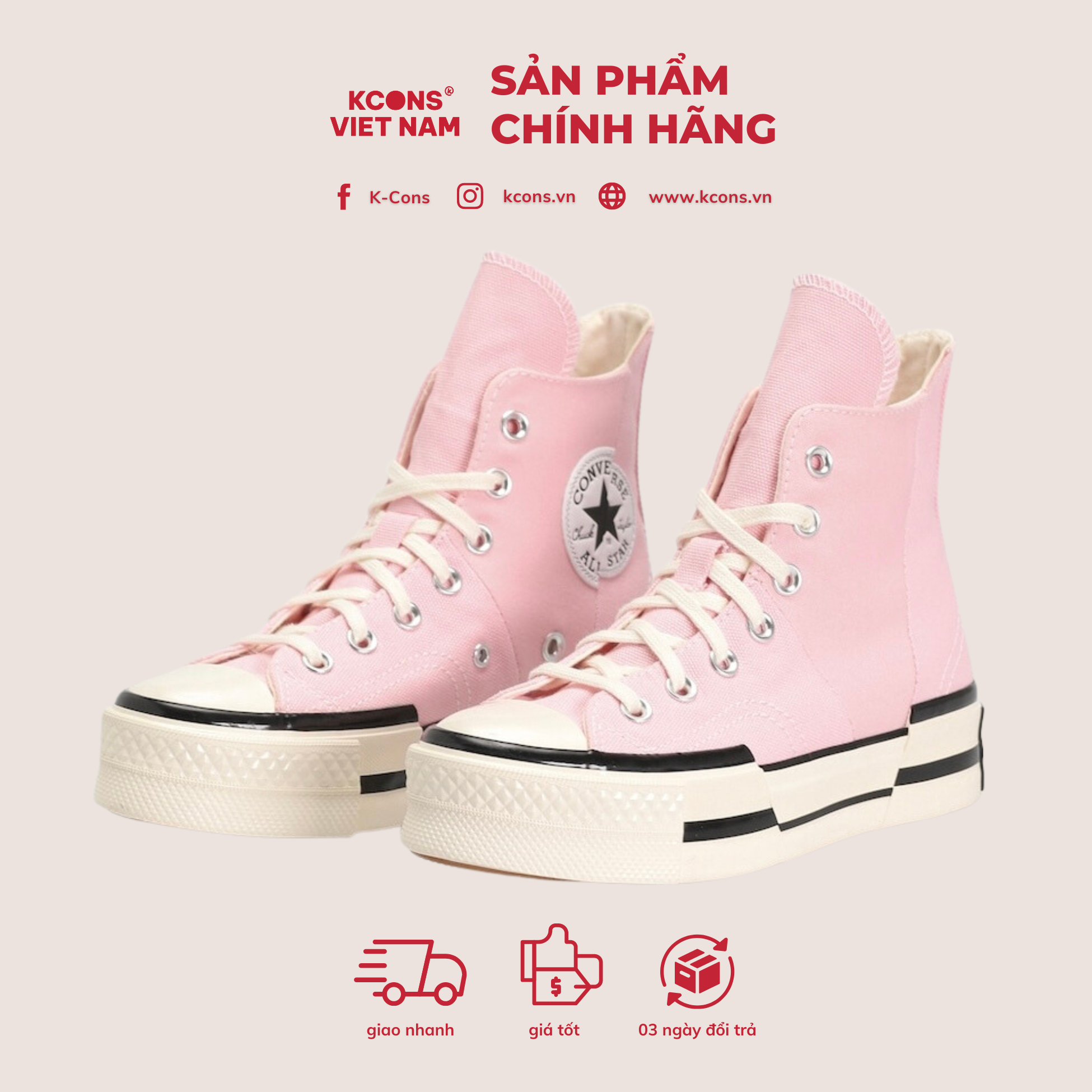 Giày Converse 1970s Plus Sunrise Pink Cao Cổ A04366C