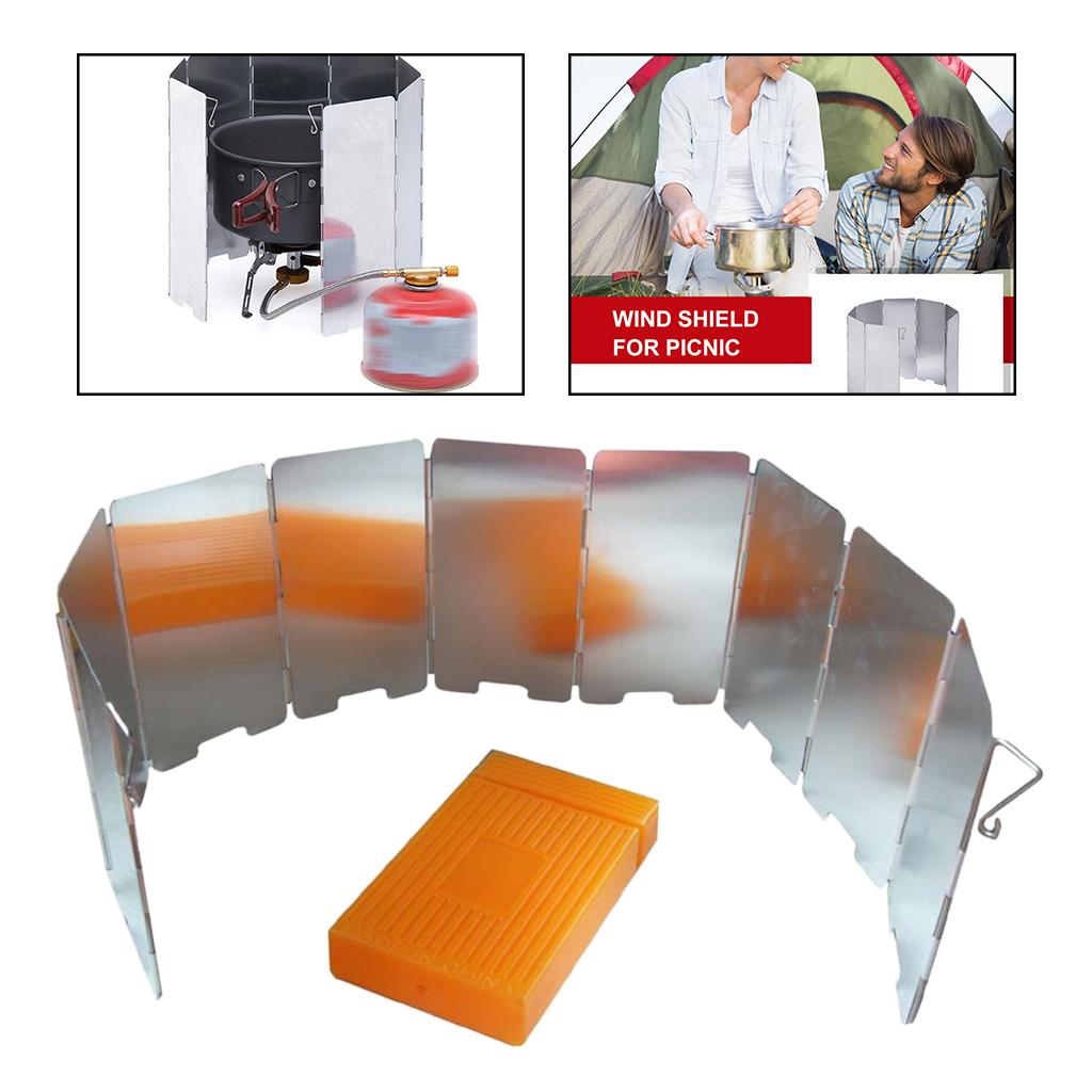 9 Plates Aluminum Alloy Gas Stove Wind Screen Windshield Backpacking Camping