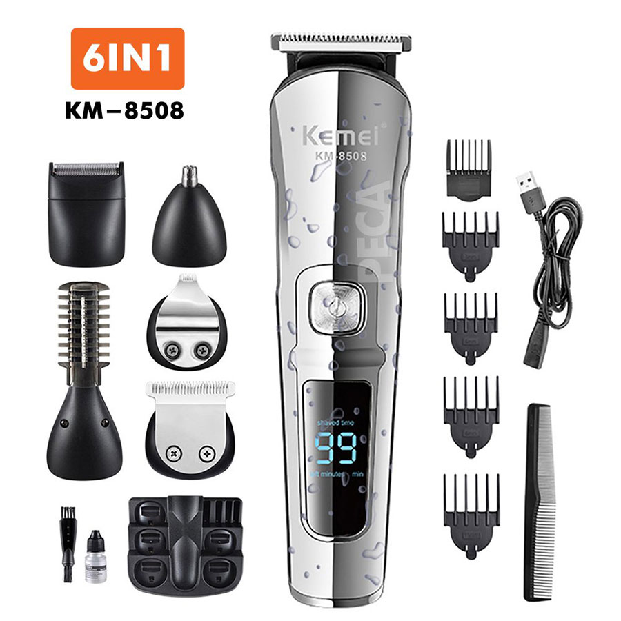 Tông đơ cắt tóc đa năng 11in1 Kemei KM-8508 màn hình LED hiển thị 2 mức tốc độ dùng cạo râu, cạo lông, tỉa lông mũi,...