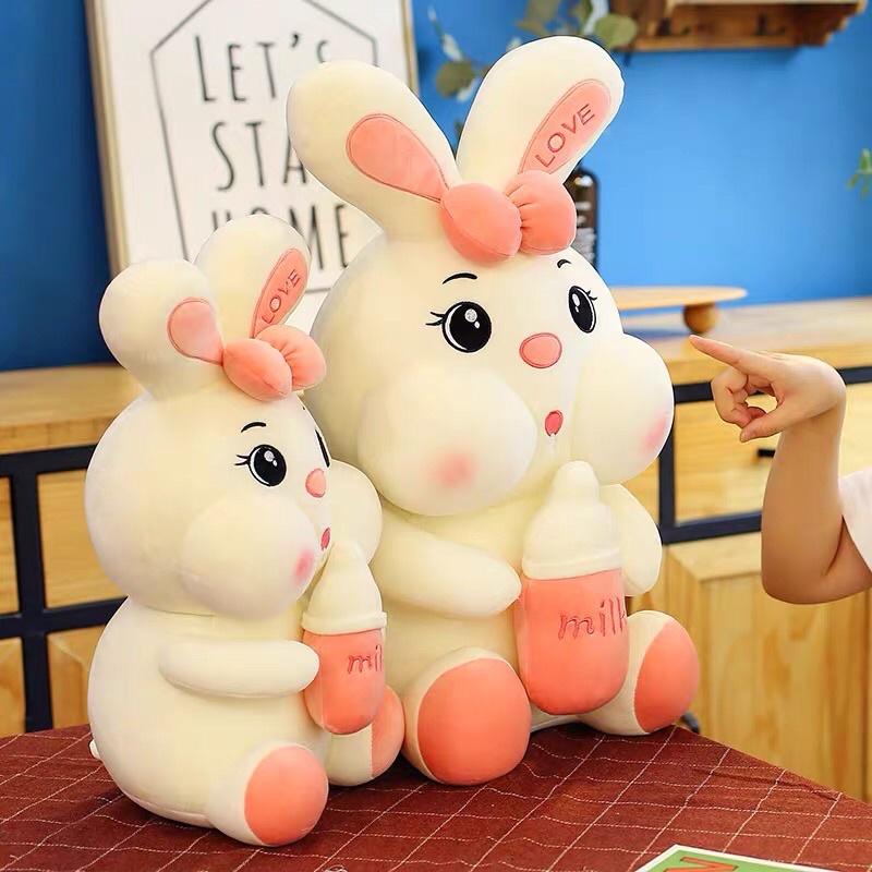 Gấu bông thỏ ôm bình sữa cao cấp - đủ size