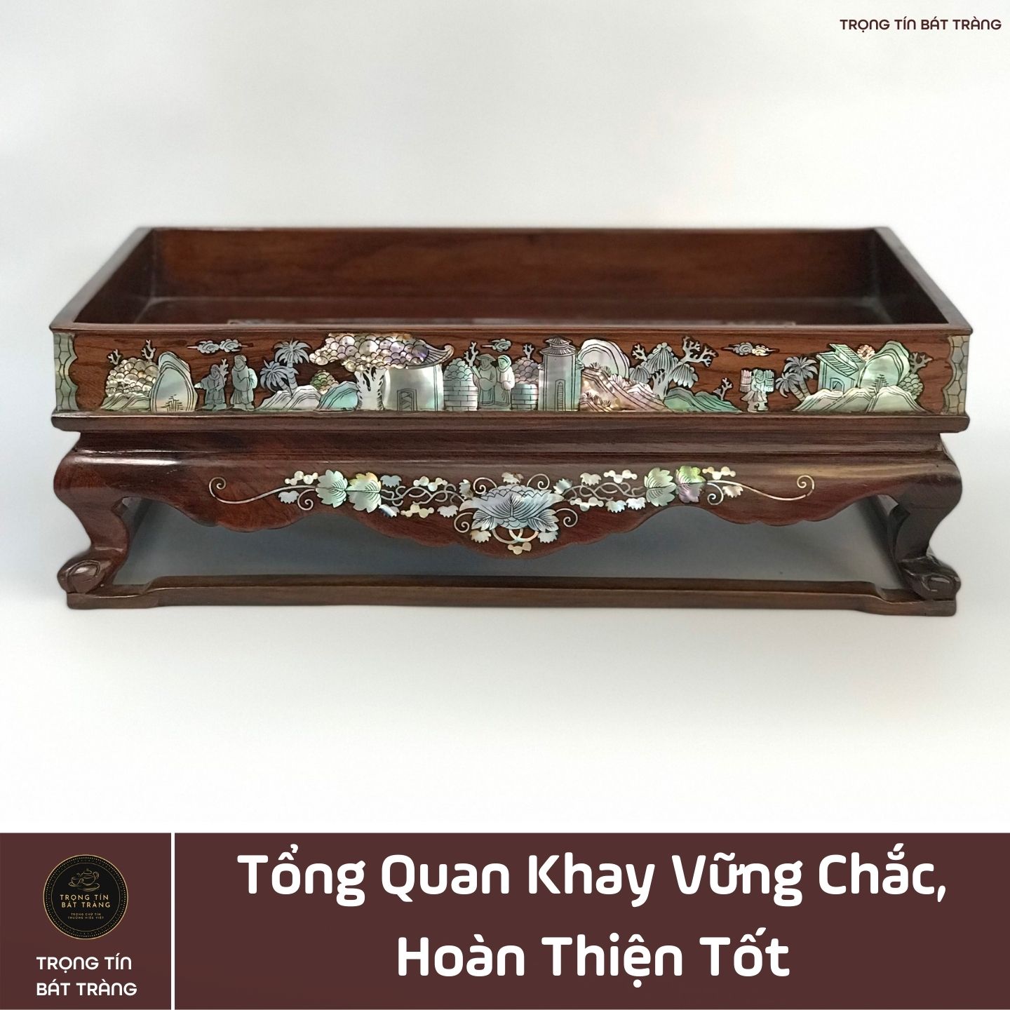 Khay Trà Gỗ Cẩm Hình Chữ Nhật Kích Thước 35*20*11 cm KT 88