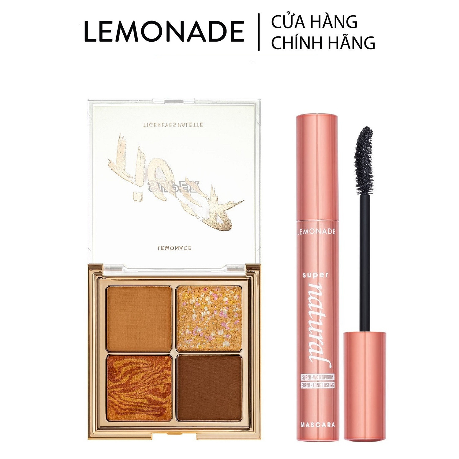 Combo Lemonade Bảng phấn mắt SuperTiger Eyeshadow Mini Palette 8.8g và Chuốt mi SuperNatural Mascara 7.5g