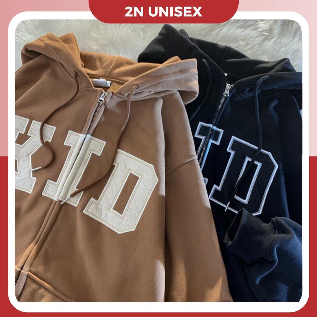 Áo khoác nỉ bông cotton dày mịn - hoodie form rộng unisex Kid - 2N Unisex