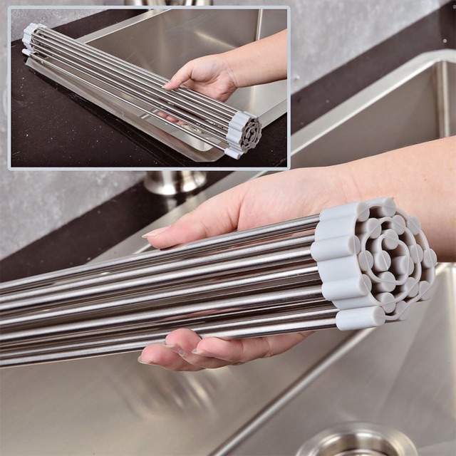 Kệ gác bồn rửa chén bát Inox 304 gấp gọn Latimax - Giá gác bồn rửa chén đa năng