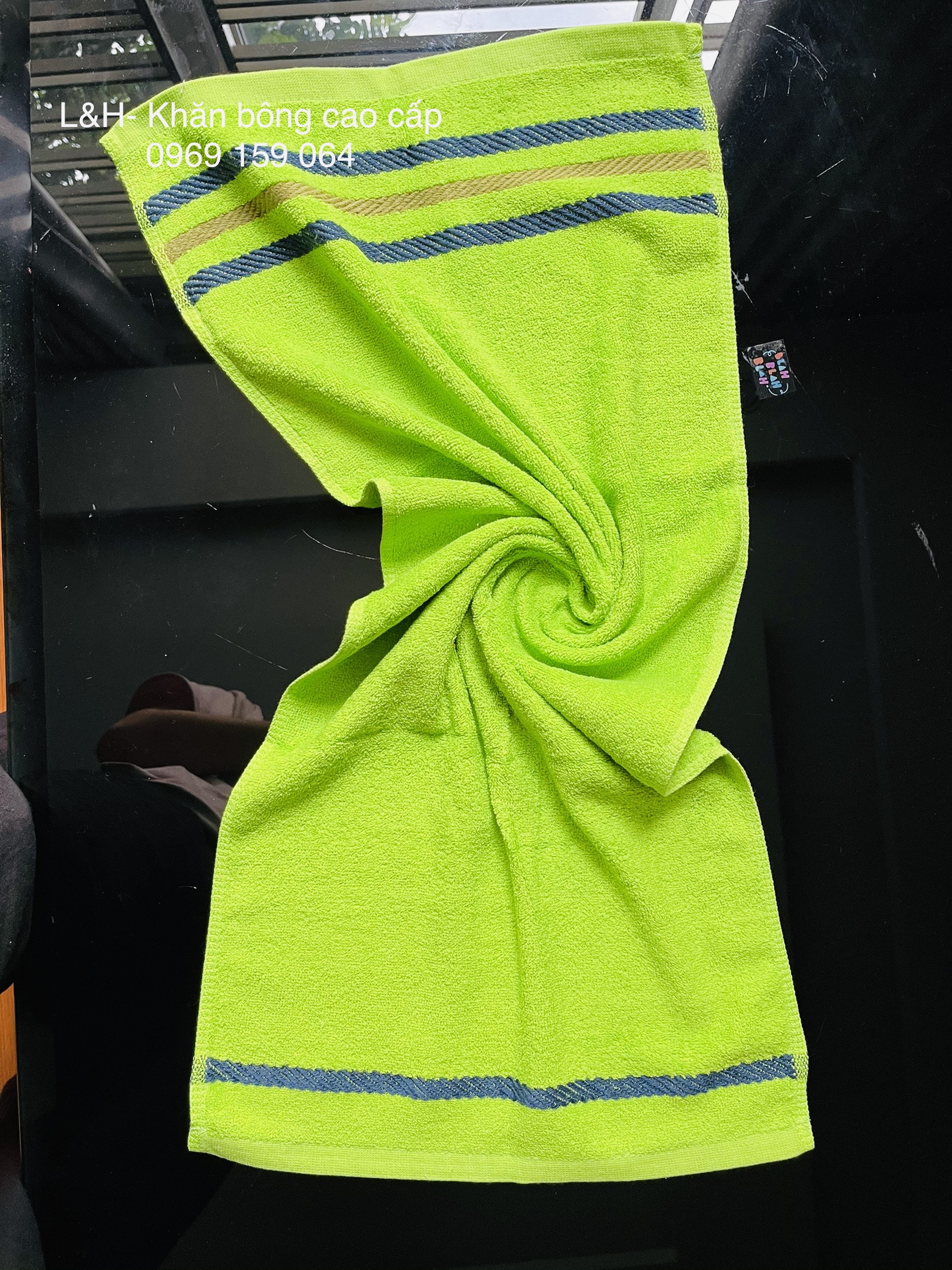 Khăn lau đầu, lau tóc, sợi cotton, 3 dí, KT 34*80cm