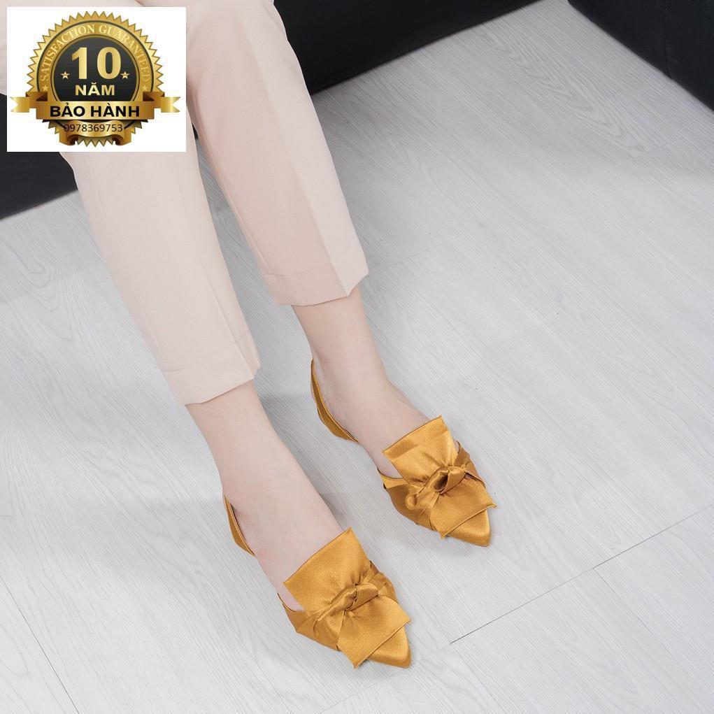 Giày Nữ Đế Bệt Mũi Nhọn Phối Nơ Thời Trang EL010