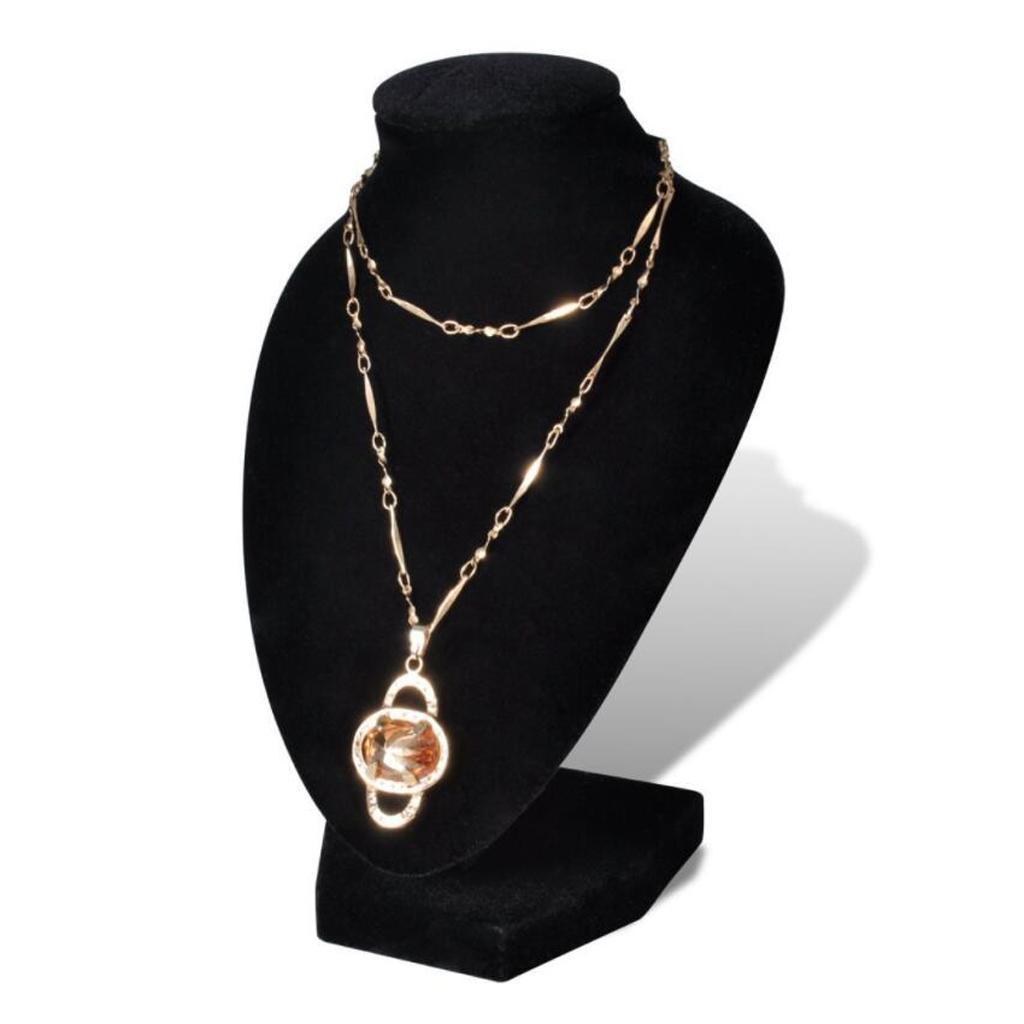 Velvet Necklace Bust Display  Pendants Chain Jewelry Rack Velvet Black