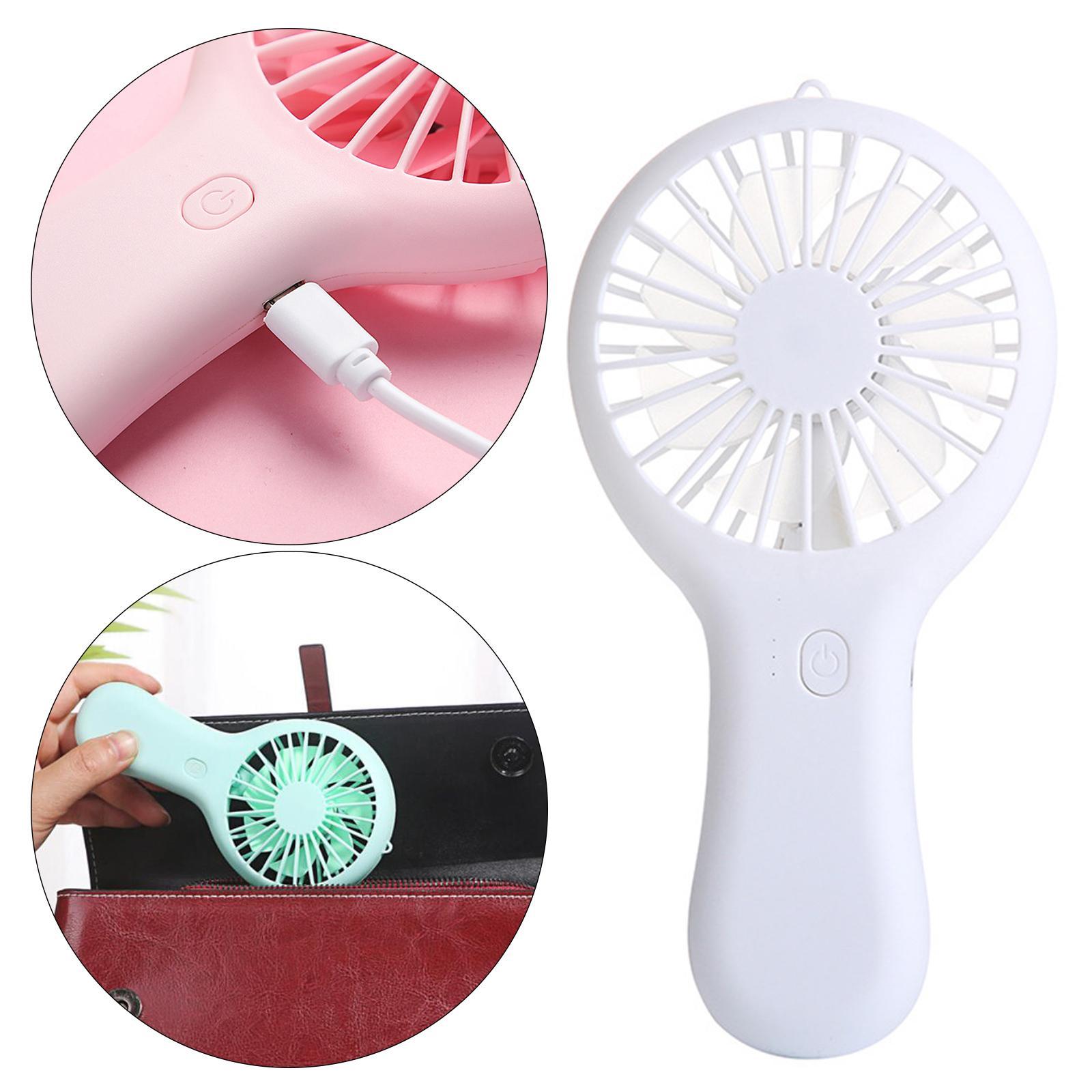 Portable Mini Handheld Fan USB Charging Mute for Camping Hiking White