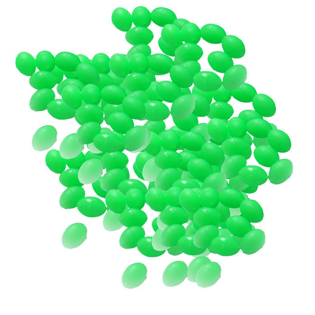 1 Set 200PCS/Set Luminous Fishing Beads Green Assorted Hard Plastic Oval Shaped Bead Glow Fishing Lures Baits Accessory with Fishing Tackle Box