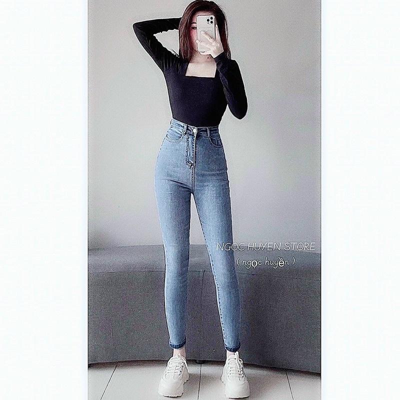 Quần Jeans Ôm Lưng Cao Trơn Q037