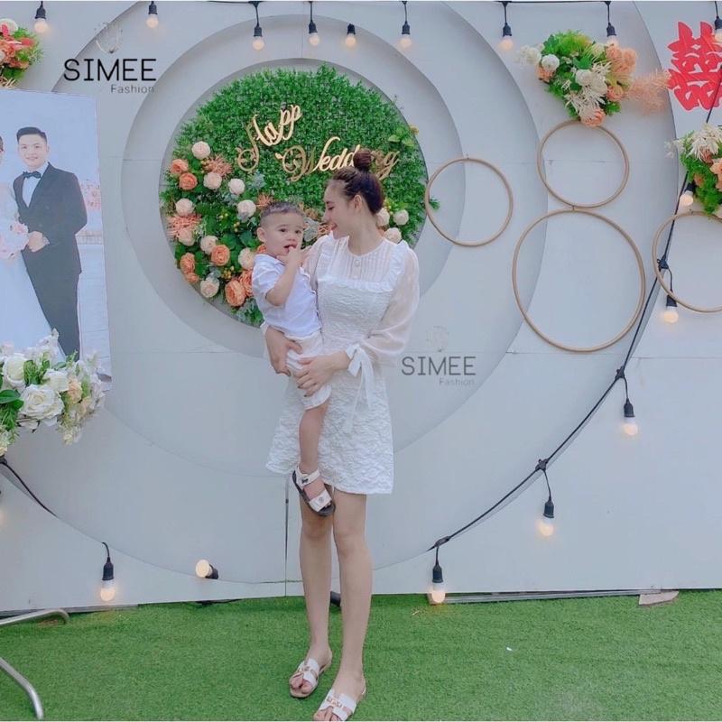 Váy thiết kế Simee gấm xốp cổ bèo