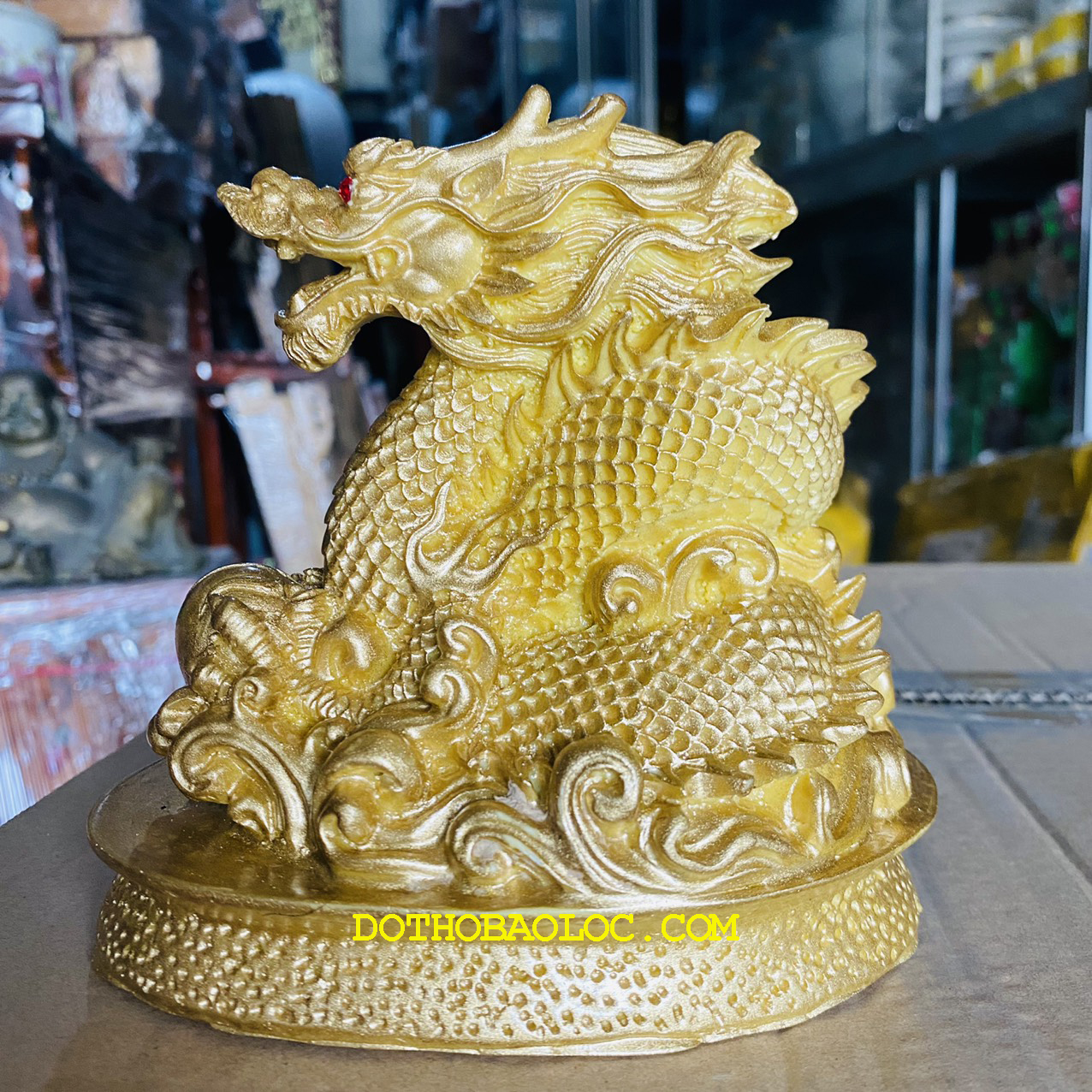 Tượng rồng ôm châu phong thủy mang lại tài lộc may mắn cao 15cm