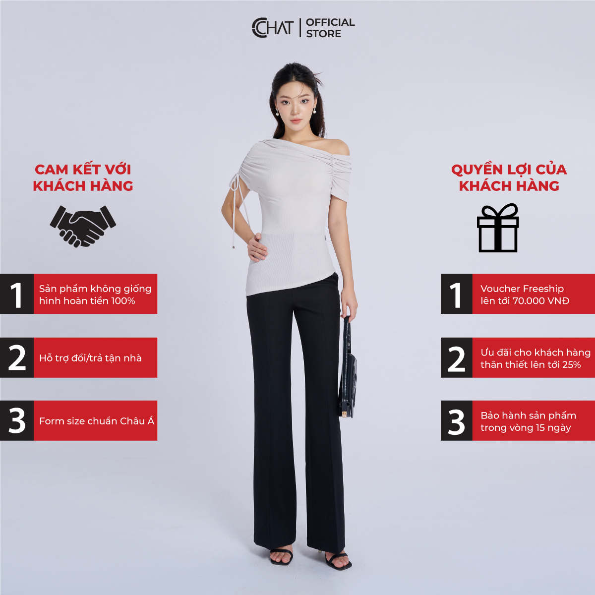 Áo Thun Dáng Ôm Nhún Lệch Vai Dây Chất Vải Mềm Mịn Co Giãn 4 Chiều 53TNC2044OT