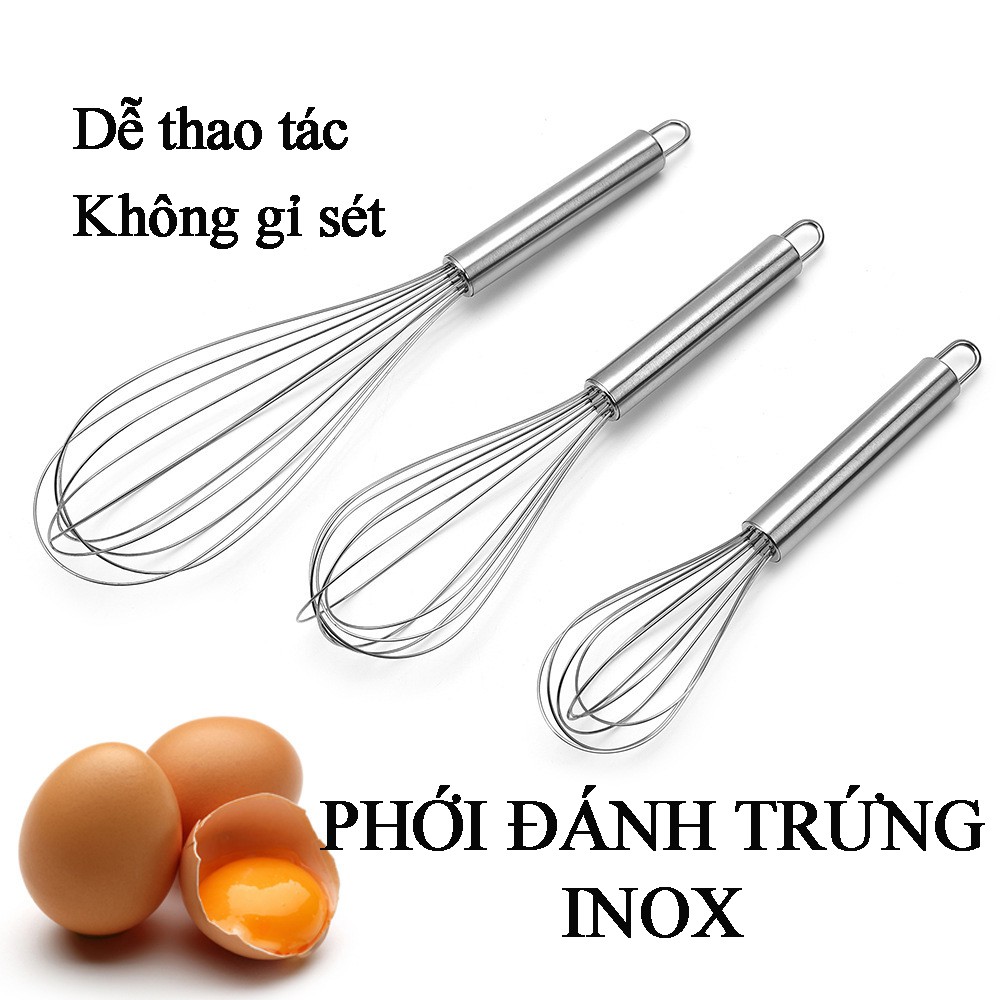 Dụng Cụ Đánh Trứng Cầm Tay- Phới Lồng Làm Bánh Khuấy Bột Bằng Inox- Hàng Loại 1 - Chính Hãng MINIIN