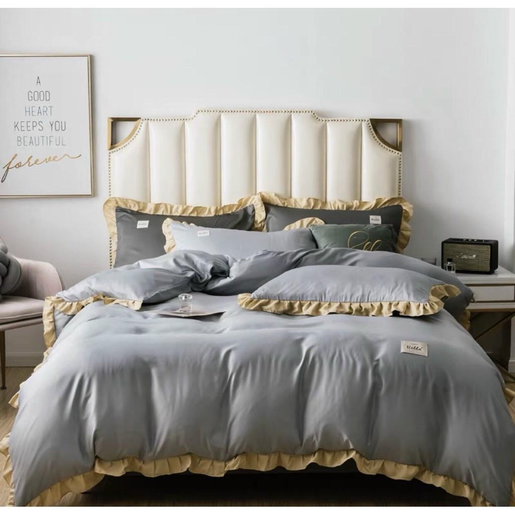 Bộ chăn ga gối Cotton Tici phối bèo dài M2T bedding chăn ga Hàn Quốc đủ màu đủ size miễn phí bo chun