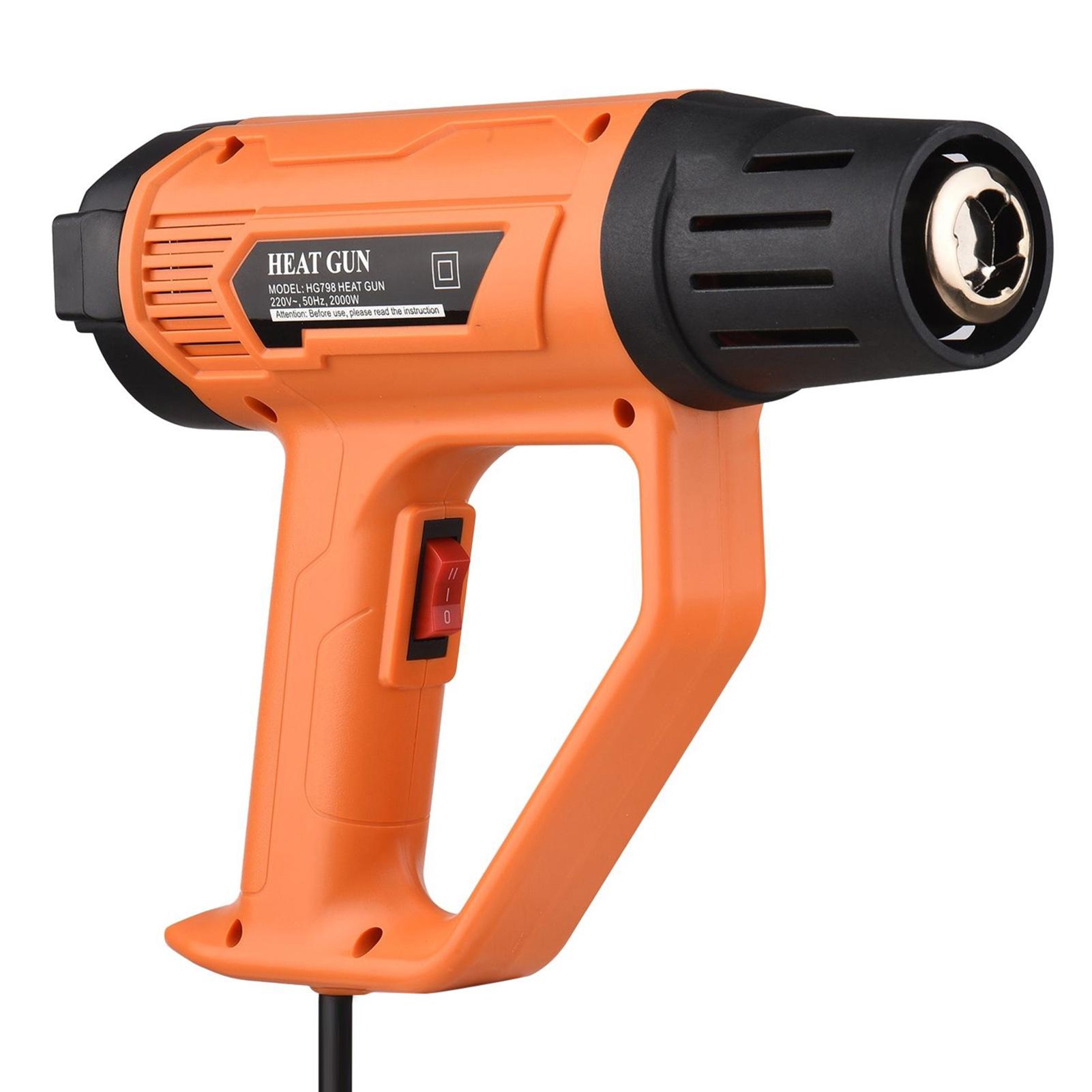 Hot Air Blower 2000W High Power Heavy Duty Fast Electronic Digital Display Heat Gun Hot Air Gun Handheld Air Heater Adjustable Temperature Rapid Heating for Handicrafts Shrink Packaging Remove Paint - EU Plug 220V