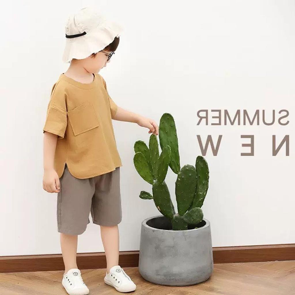 Bộ Cộc Tay Bé Trai, Bộ Đồ Bé Trai Vải Đũi Có Túi Ngực Cho Trẻ Mặc Đi Chơi Từ 6-28kg - ROSY KIDS