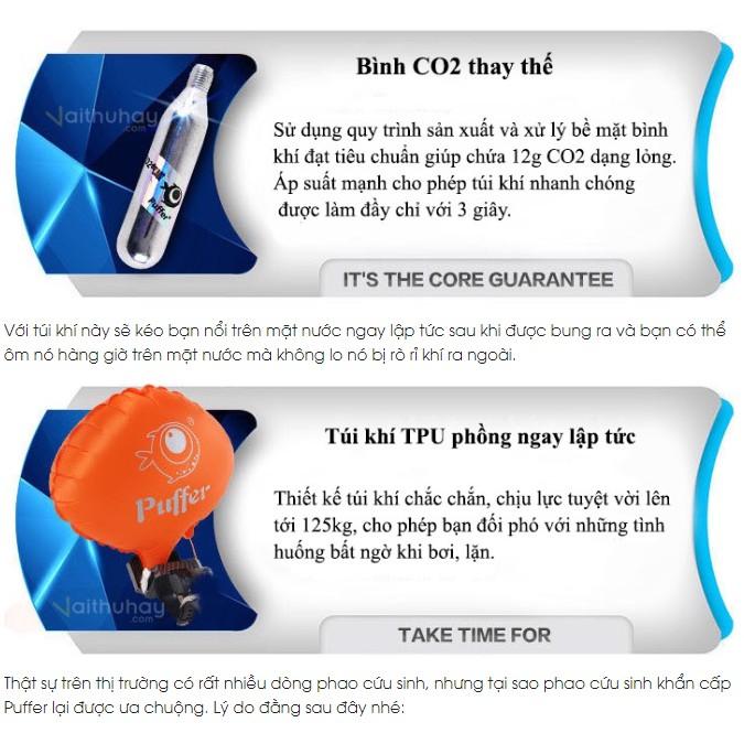 PHAO CỨU SINH, CỨU HỘ BƠI LỘI KÈM 2 BÌNH KHÍ CO2