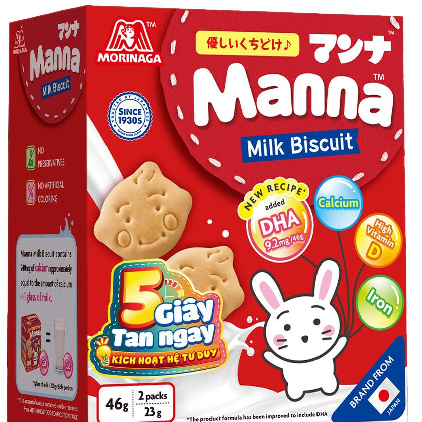 Bánh Quy dinh dưỡng Manna Morinaga, Bánh Ăn Dặm vị Sữa dinh dưỡng cho bé 46g