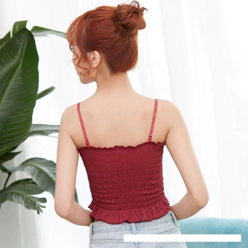Áo Bra croptop nhún QUAI CÓ THỂ ĐIỀU CHỈNH, có mút ngực0.5cm dời, quai dời có thể điều chỉnh Hot trend, co giãn, nhiều màu để chọn lựa cho nữ Women Thun Dáng Ngắn