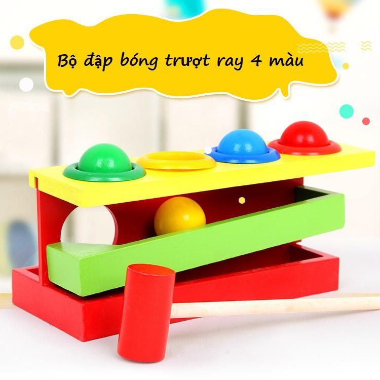 Đồ chơi gỗ đập bóng hình ray trượt cho bé phát triển kỹ năng KB216029