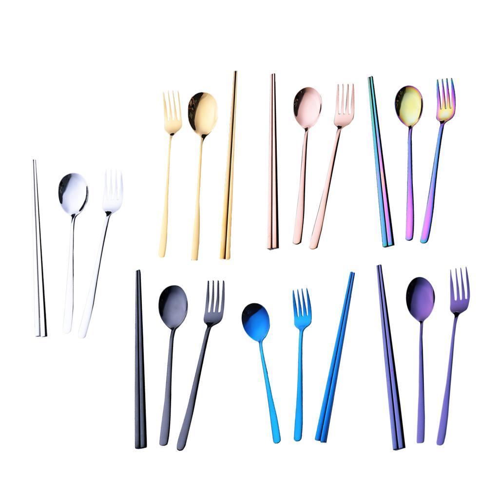 Stainless Steel Flatware Chopsticks Fork Spoon Set, Travel Cutlery Set