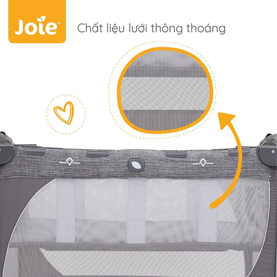 Giường cũi cao cấp Joie Commuter Change & Snooze Linen Gray