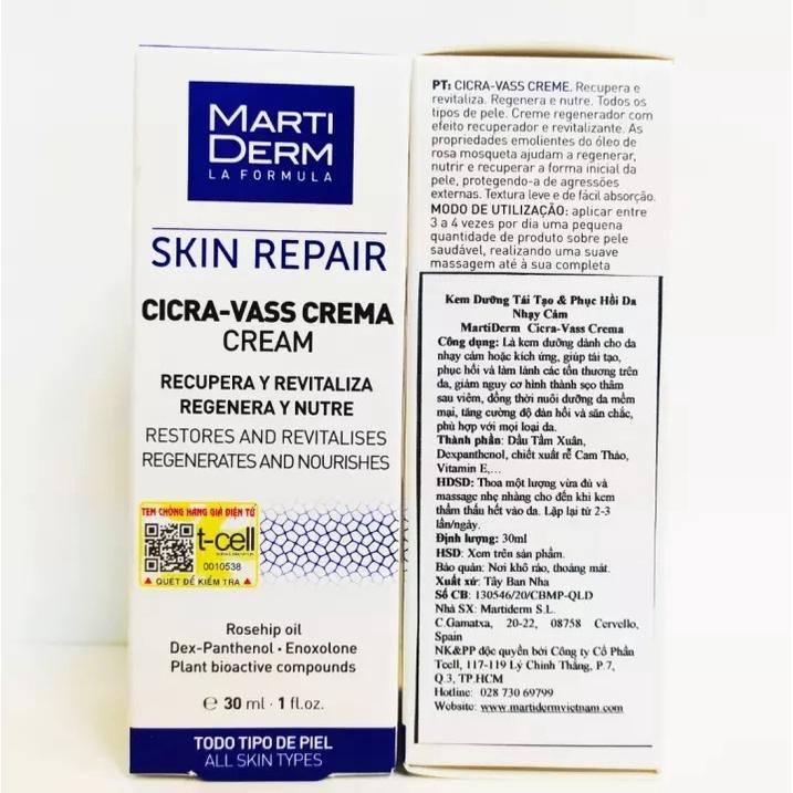 HÀNG NHẬP KHẨU - Kem Dưỡng B5 MartiDerm Skin Repair Cicra Vass Cream Dưỡng Ẩm Tái Tạo Phục Hồi Da Tổn Thương, Nhạy Cảm