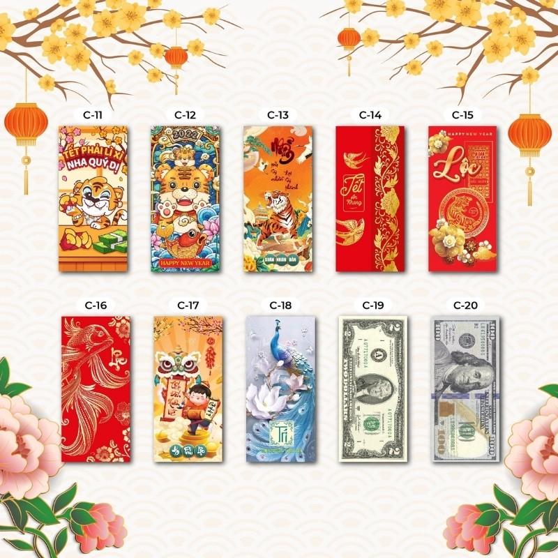 Combo 5 Bao Lì Xì Chúc Tết 2022 Hoạt Hình Màu Đỏ Thần Tài Đẹp Cute Dễ Thương Hình Con Cọp Giá Rẻ Chúc Tết Năm Mới