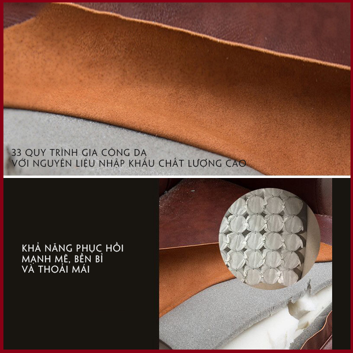 Ghế Da Văn Phòng Cao Cấp. Ghế Chủ Tịch - Ghế Boss Massage Lưng 7 Điểm - Có Gác Chân. Tay Ốp Gỗ Sang Trọng, Hiện Đại