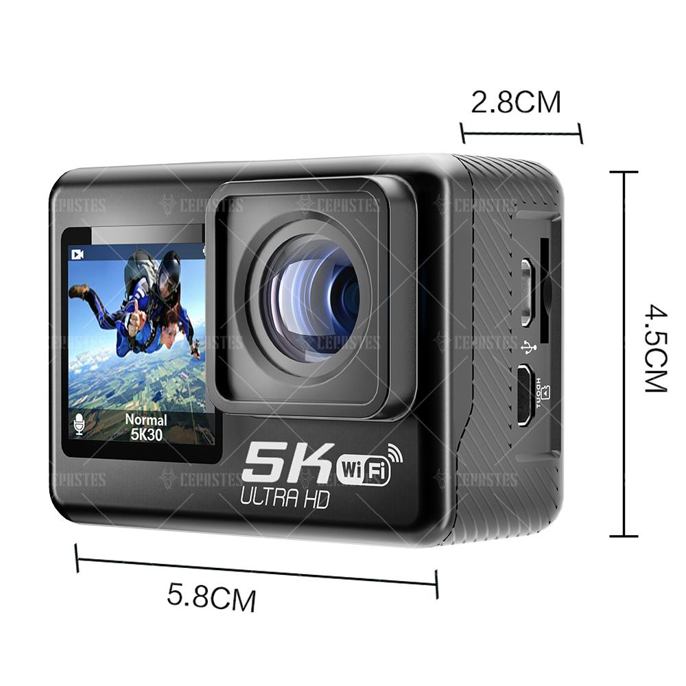 Cerastes 5K WiFi Camera hành động chống lắc 4K Màn hình kép hai mặt
