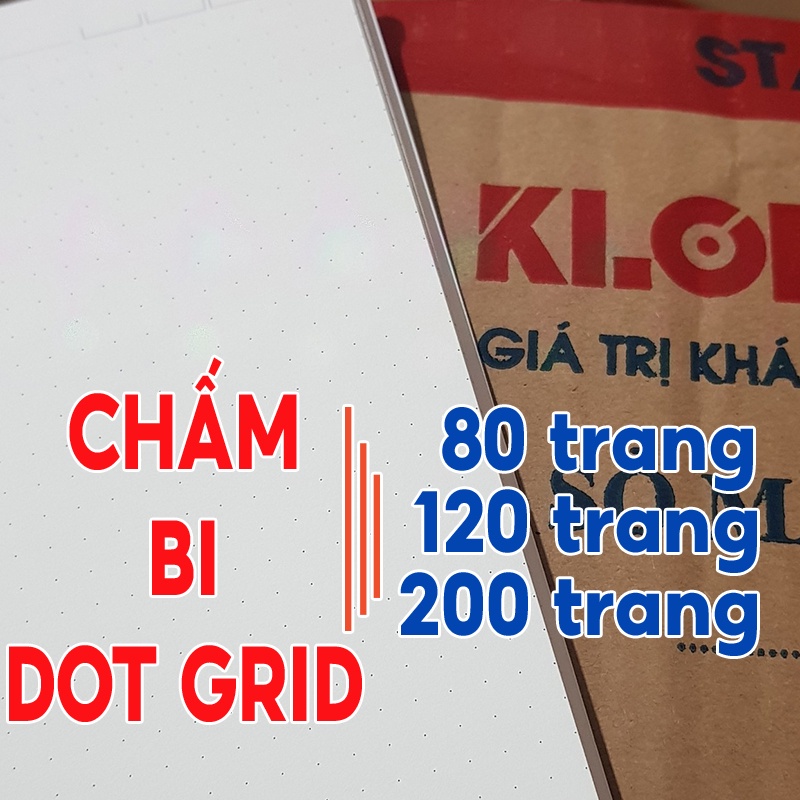 Vở caro Klong 200 trang, 120 trang, 80 trang A4, B5 kẻ ngang, dot grid (đủ loại