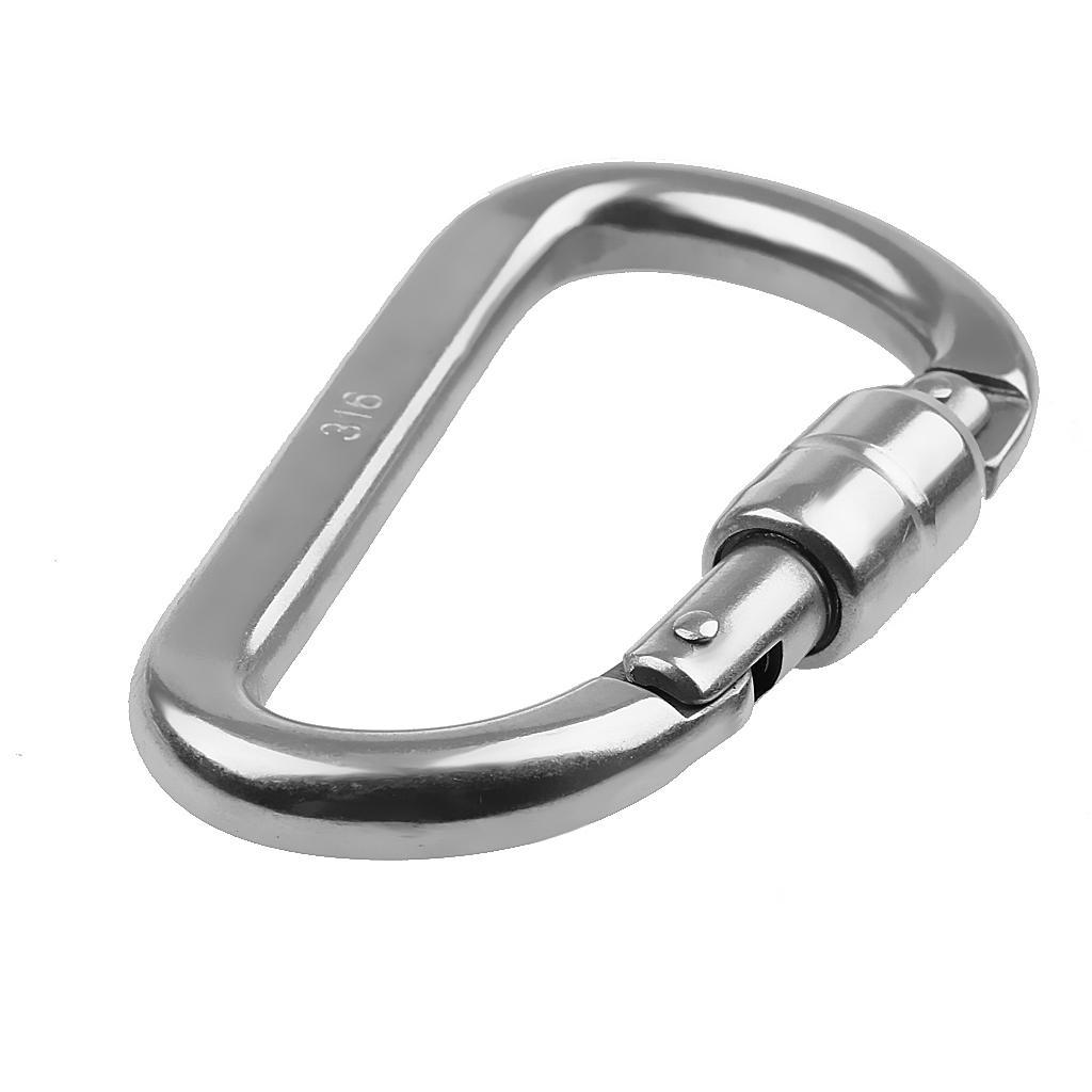 3-4pack 316L Stainless Steel Rock Climbing D Shape Auto Locking Carabiner 8MM