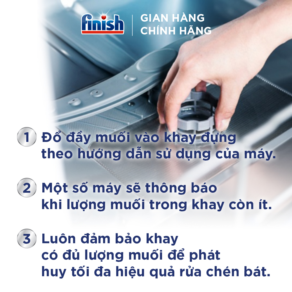 Combo Finish toàn diện: Bộ 3 túi viên rửa chén Quantum 27 viên + Nước làm bóng 500ml + Muối rửa chén bát 1kg