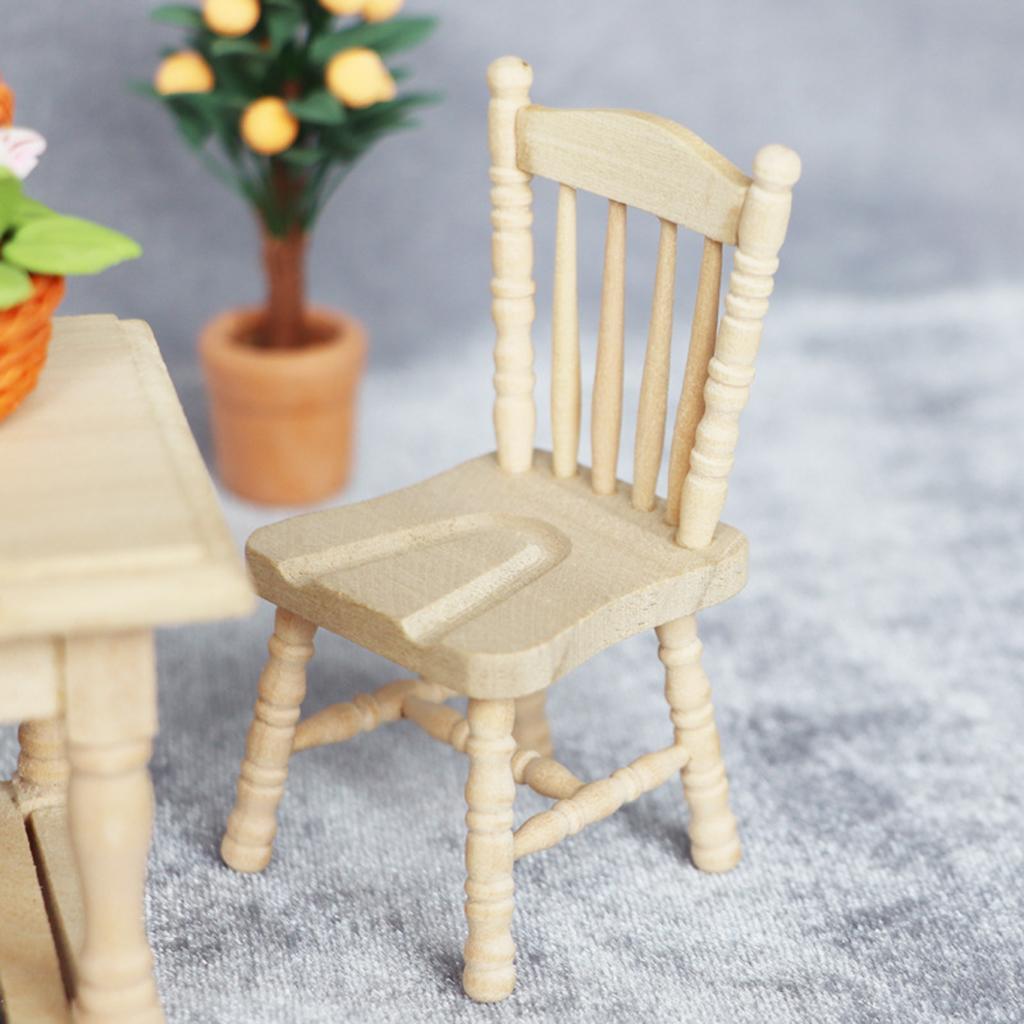 1:12 Scale Dollhouse Miniature Wooden Dining Chair Dollhouse Accessories
