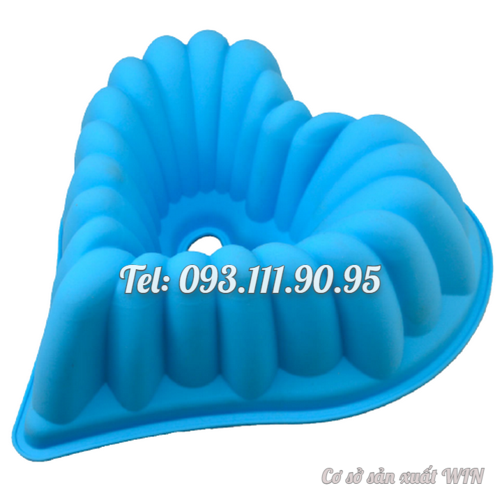 Khuôn silicon làm đế bánh, rau câu hình tim gợn sóng có lõi - Loại 30 cm - Mã số 1189