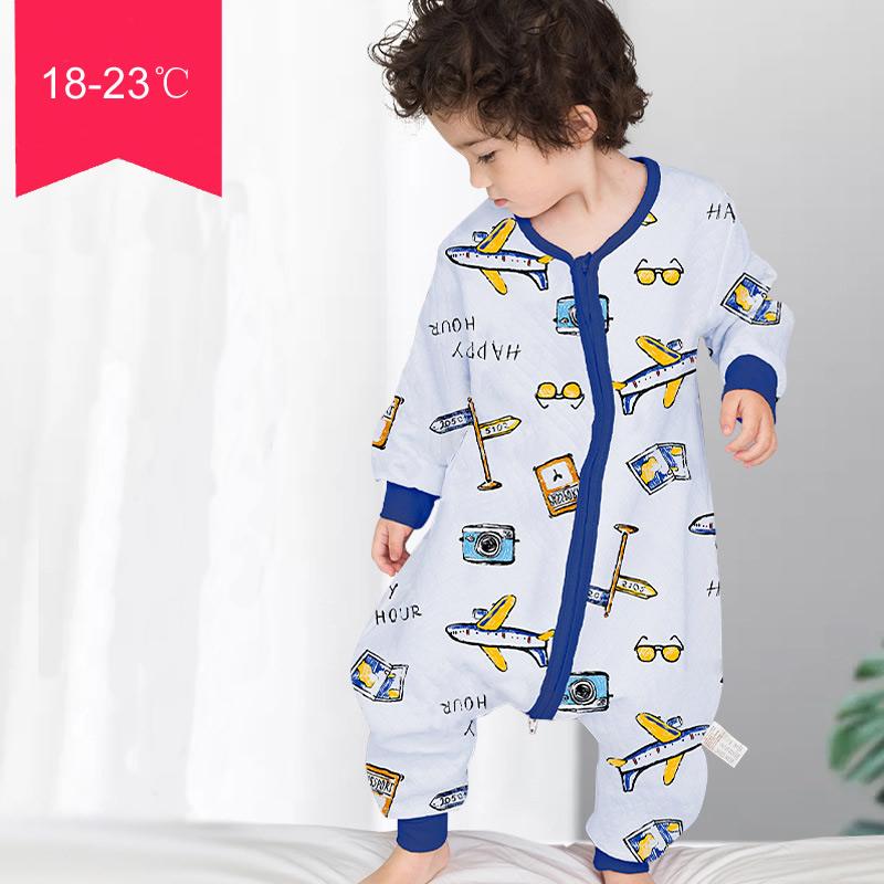Trẻ Em Dây Kéo Ngủ Tất Trẻ Em Mùa Xuân, Mùa Thu Chia Chân Túi Ngủ Trẻ Sơ Sinh Bé Trai Gái Onesies Bộ Đồ Ngủ Khủng Long Kỳ Lân Đồ Ngủ