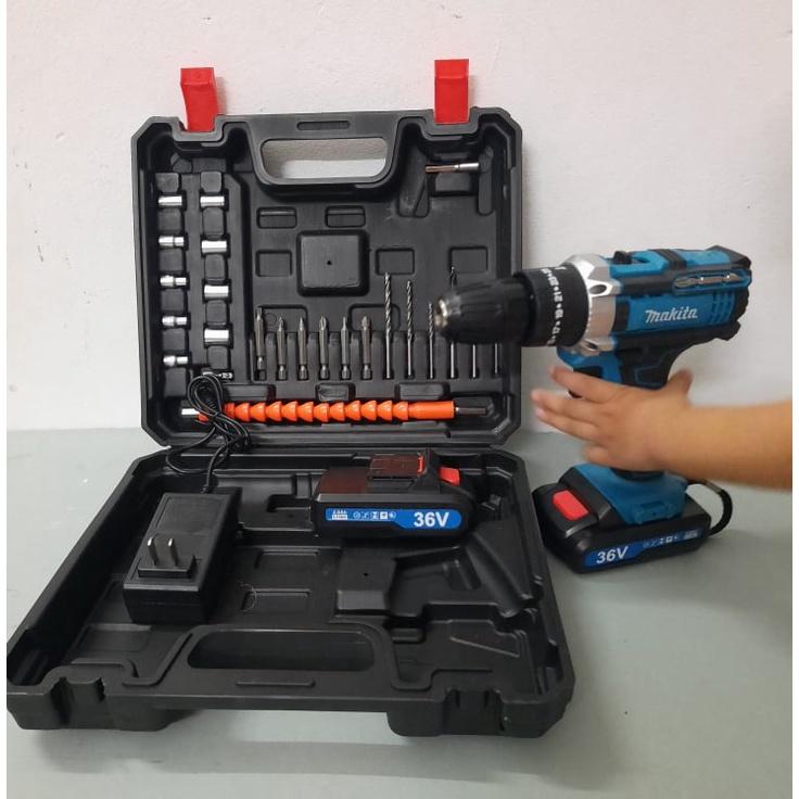 Máy Khoan Bê Tông và Bắt Vít 36V - TẶNG Kèm 24 Chi Tiết - 3 Chức Năng 100% Lõi Đồng - 2 Pin Chuẩn 5 CELL