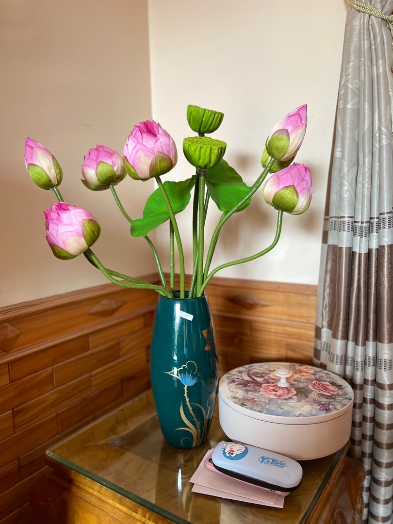 Combo 3 cây Hoa Sen Cạn Nhỏ dài 43cm - cành sen giả trang trí lọ hoa, mâm quả