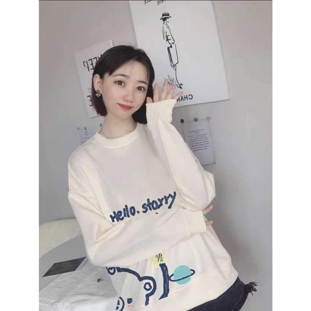 Áo Sweater Nỉ In HÌnh Gấu HELLO Cao Cấp, Áo Nỉ Ngoại Dáng Rộng Dài Tay, Áo nỉ bông oversize họa tiết khủng long nam/nữ