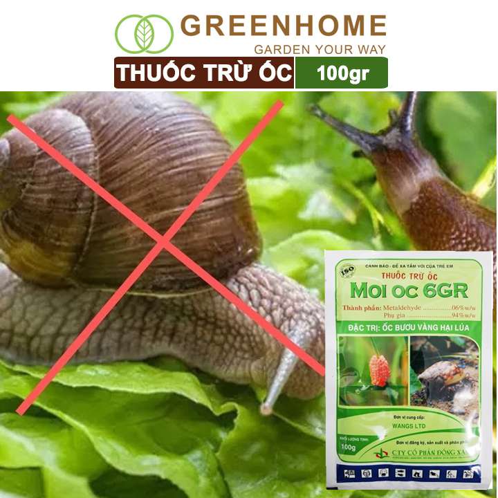 Thuốc trừ ốc Moi ốc, bao 100gr, trừ ốc sên và các loại ốc, bảo vệ cây trồng |Greenhome