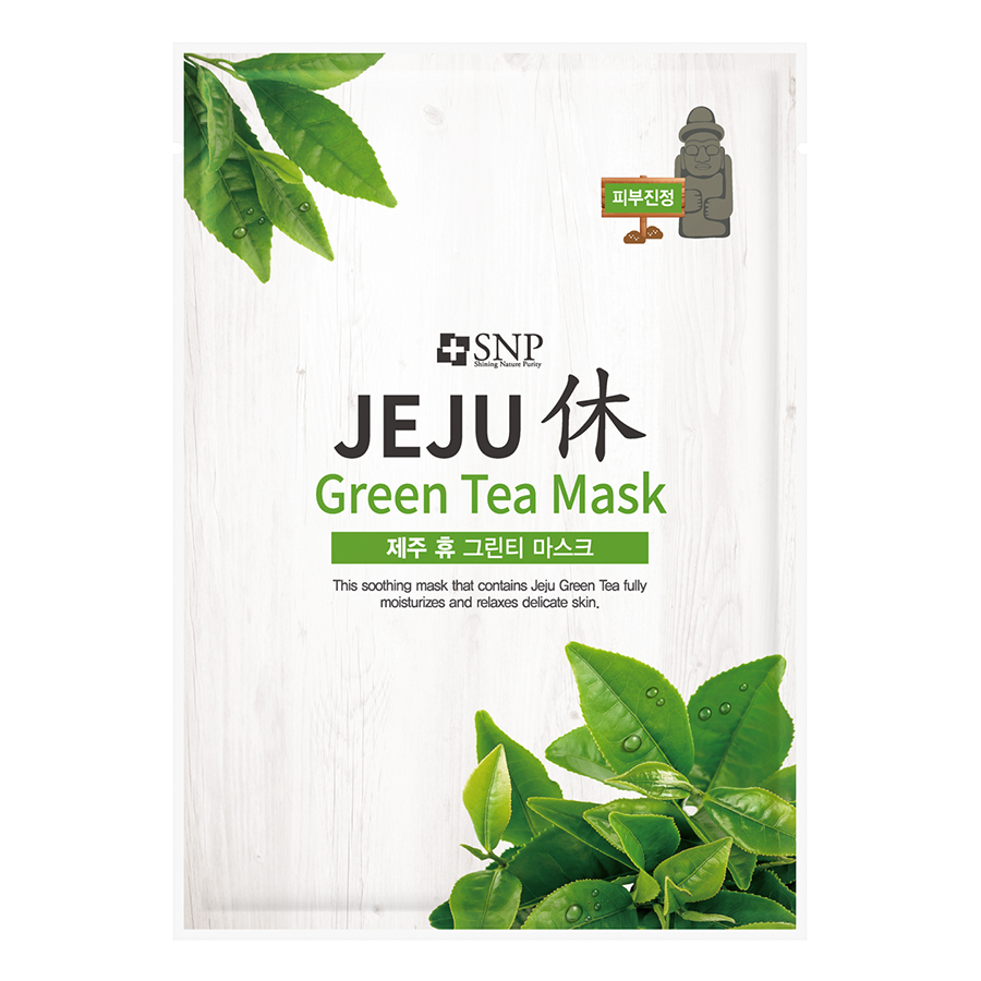 Bộ Mặt Nạ Thư Giãn Làm Dịu Dưỡng Da Nhạy Cảm Tinh Chất Trà Xanh SNP Jeju Green Tea Mask (10 Miếng)