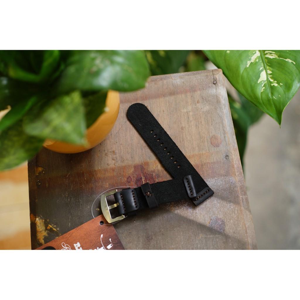 DÂY ĐỒNG HỒ DA BÒ THẬT RAM SIMPLE ĐEN- CHÍNH HÃNG RAM LEATHER-SIZE ,22MM,APPLE WATCH