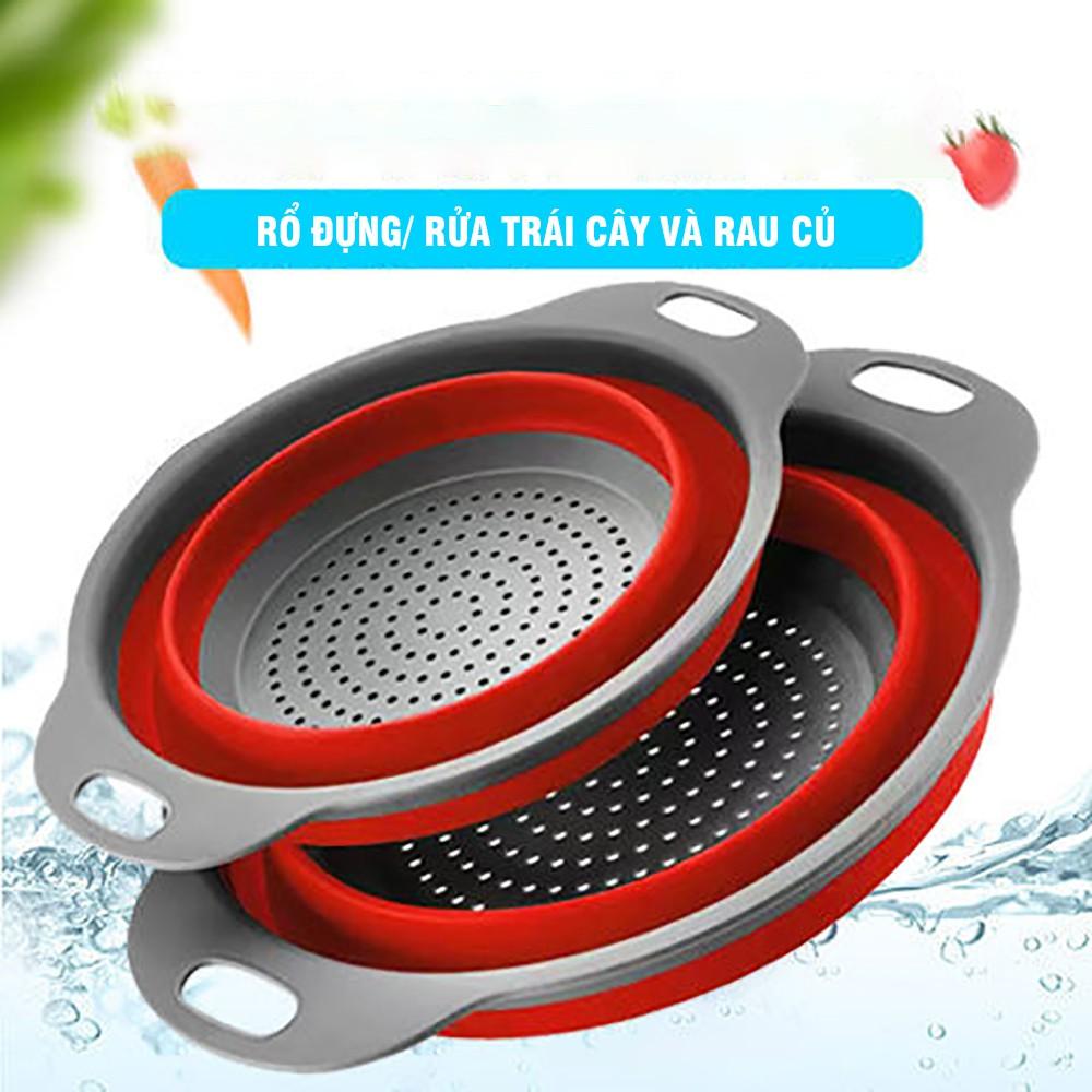 Combo 2 Rổ Silicon Đựng Rửa Trái Cây Và Rau Củ Size Lớn Và Nhỏ Tiện Lợi