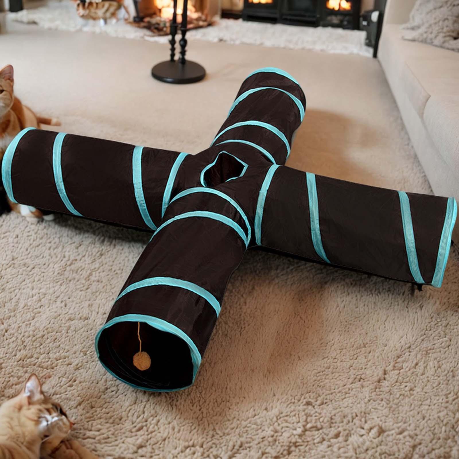 Cat Tunnel Foldable Cat Toys Lightweight Collapsible Playing Hut Tunnel Tube Cat Runway Tunnel for Indoor Cats Rabbit Small Animals Rat Dogs