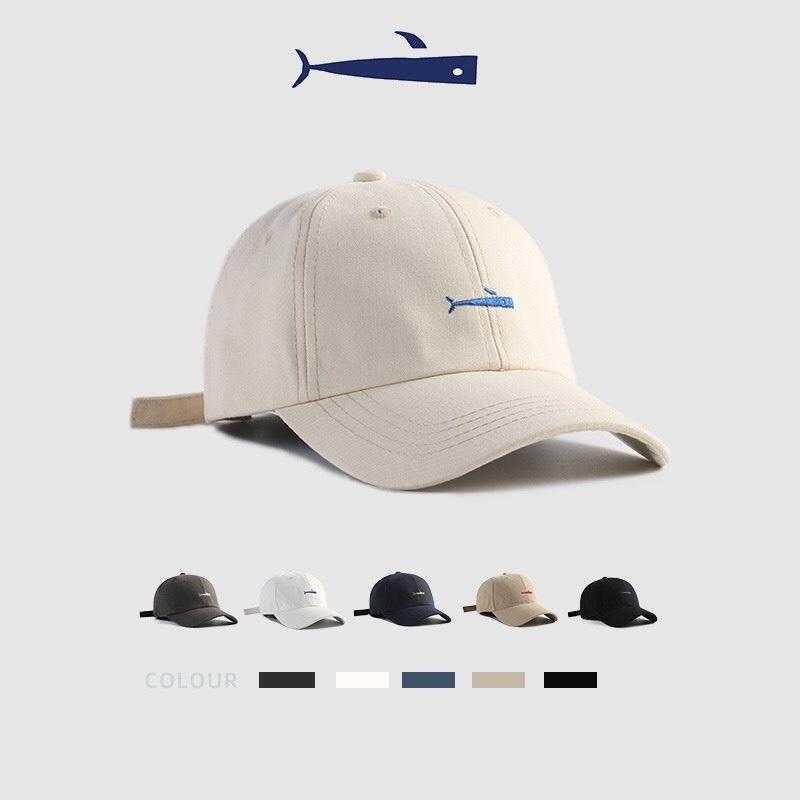 Mũ lưỡi trai hàn quốc thêu hình cá mập, Nón kết trơn unisex nam nữ hàng chuẩn đẹp