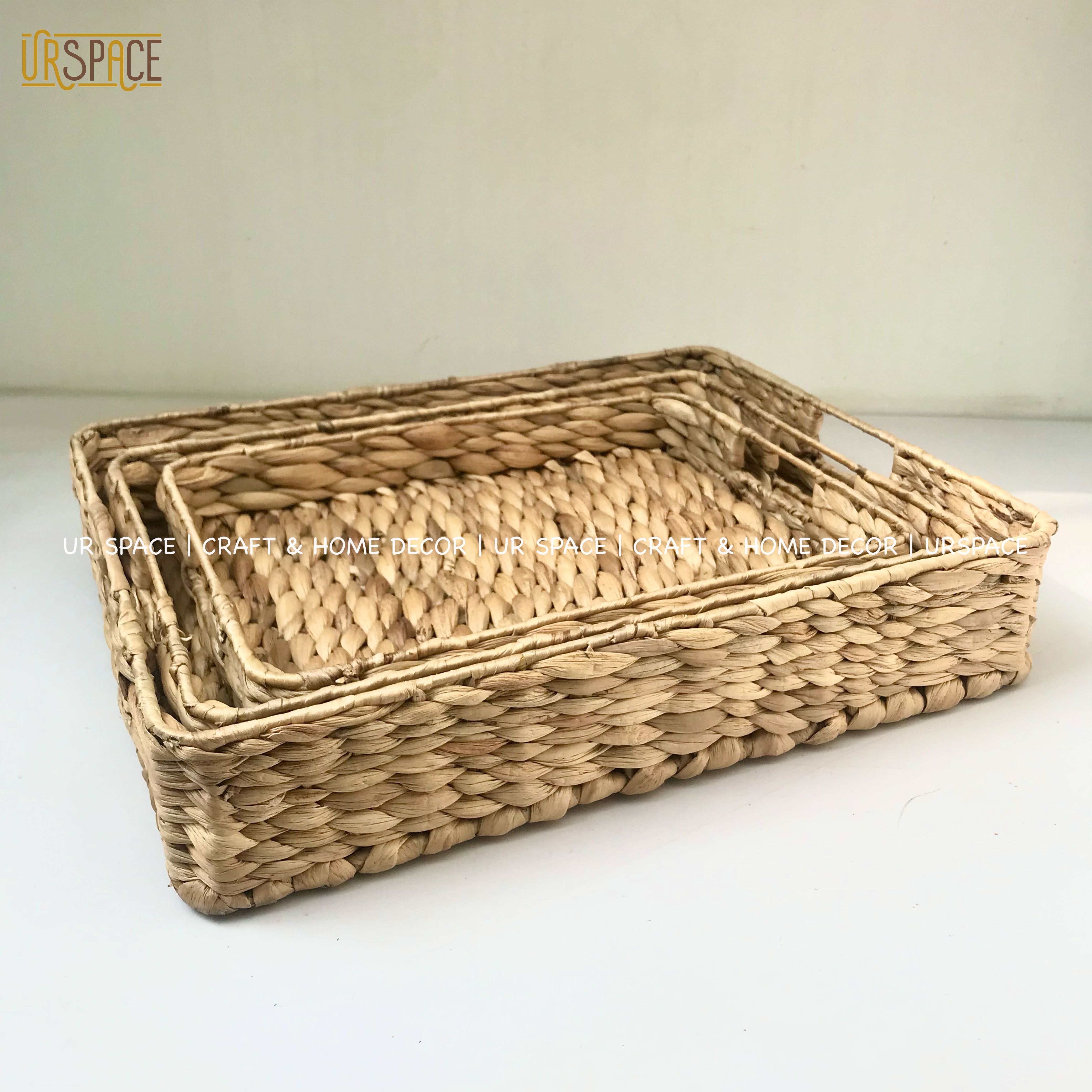 Khay lục bình chữ nhật URSPACE trang trí decor bánh, đựng trái cây / RECTANGLE HYACINTH TRAY