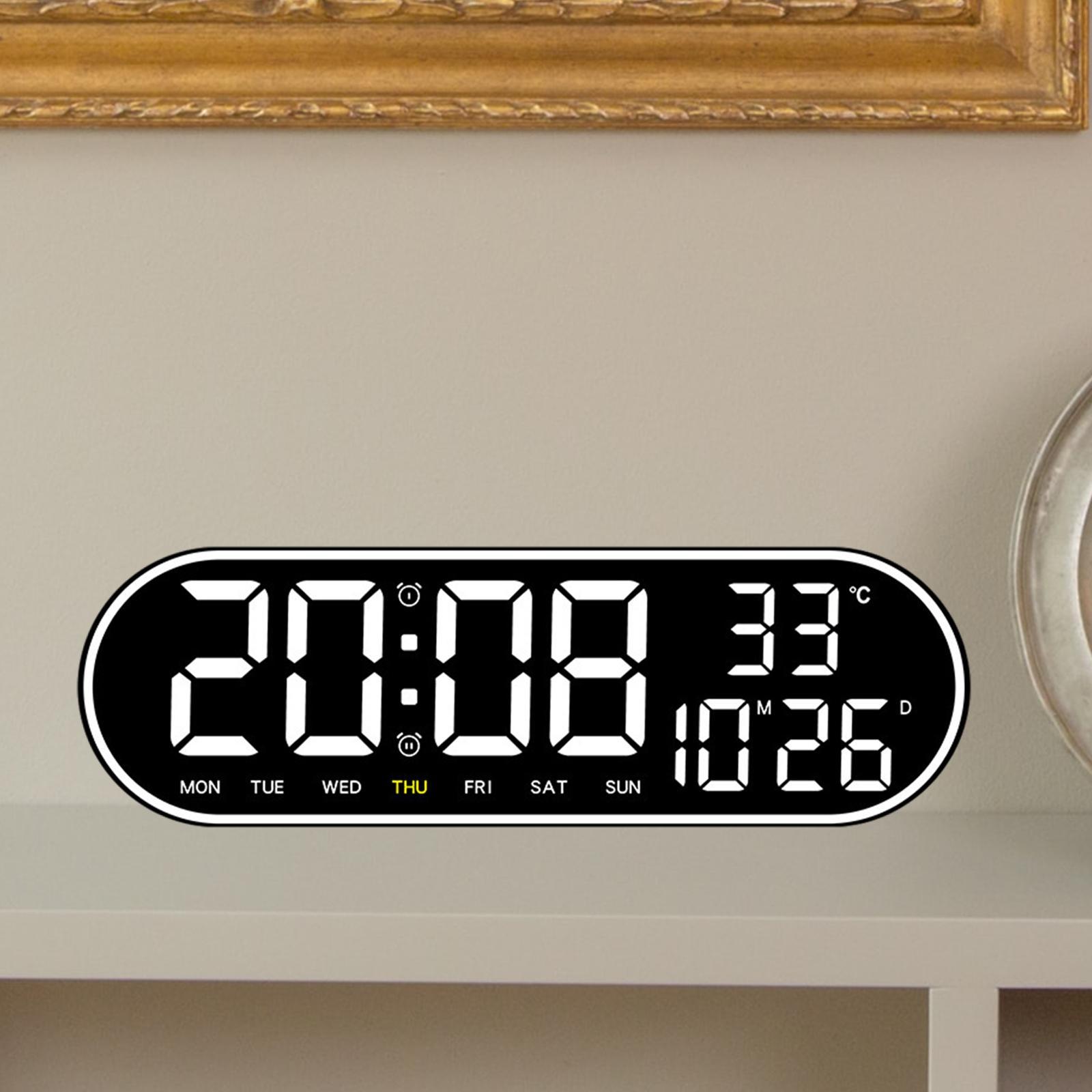 LED Wall Clock Modern LED Display Silent Alarm Clock for Home Bedroom Indoor