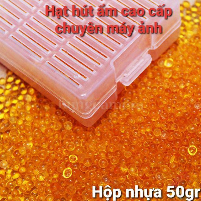 Hộp 50g hạt hút ẩm cam ( vàng ) cho máy ảnh